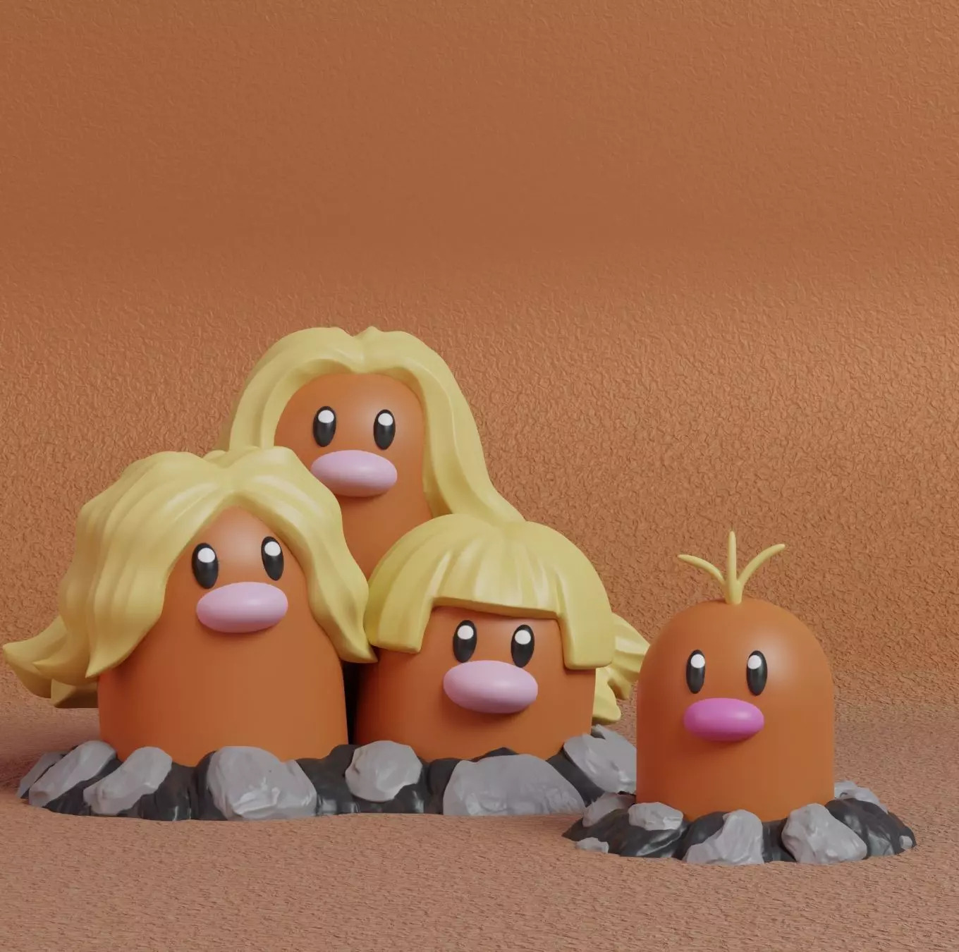 Pokemon - Alolan Diglett and Dugtrio 3D print model_0