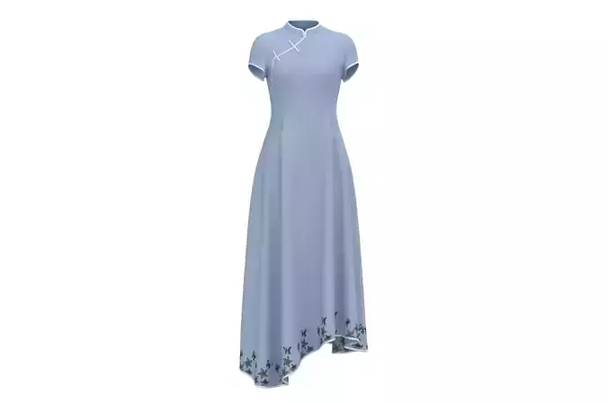 Chinese dress with irregular hemline