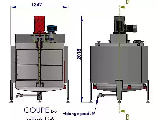 Malaxeur 1000L disperseur chauffant