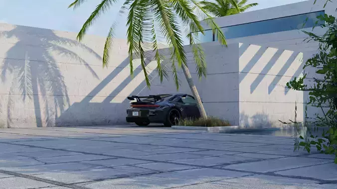 Automotive Render Scene 3D Blender File Textured 