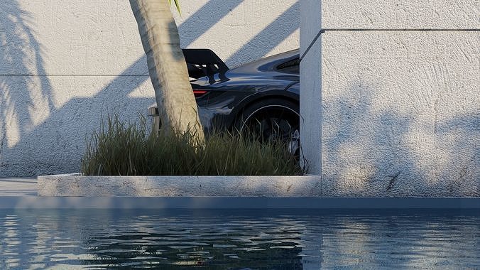 Automotive Render Scene 3D Blender File Textured  3D model 5