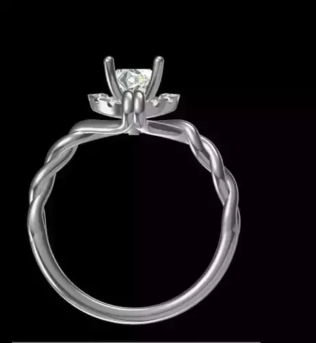 flowing solitaire ring with round diamond