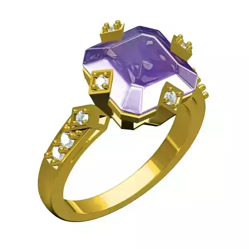 Octagon Stone Cathedral Style Engagement Ring