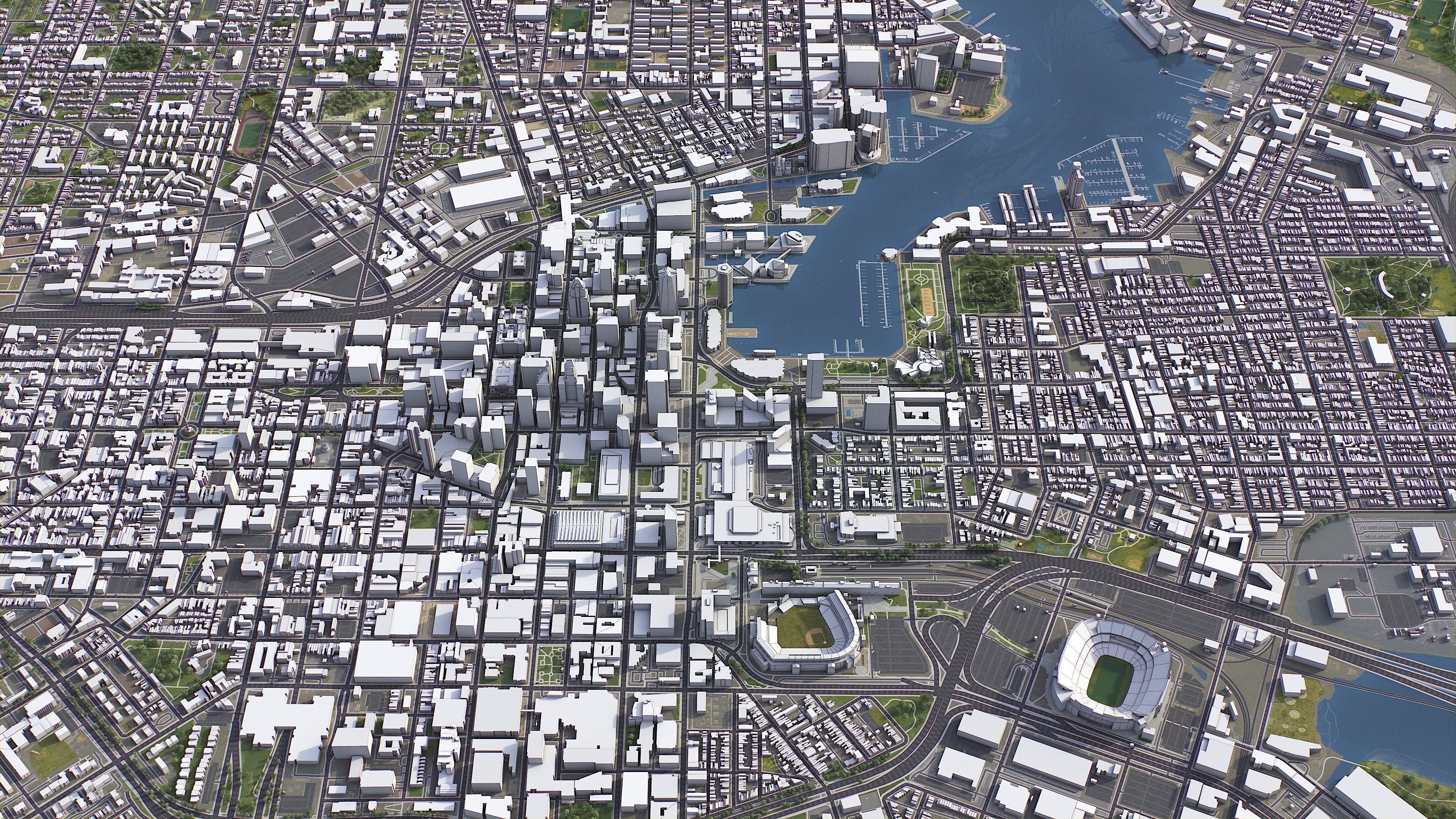 Baltimore - 3D City Model Low-poly 3D model_2