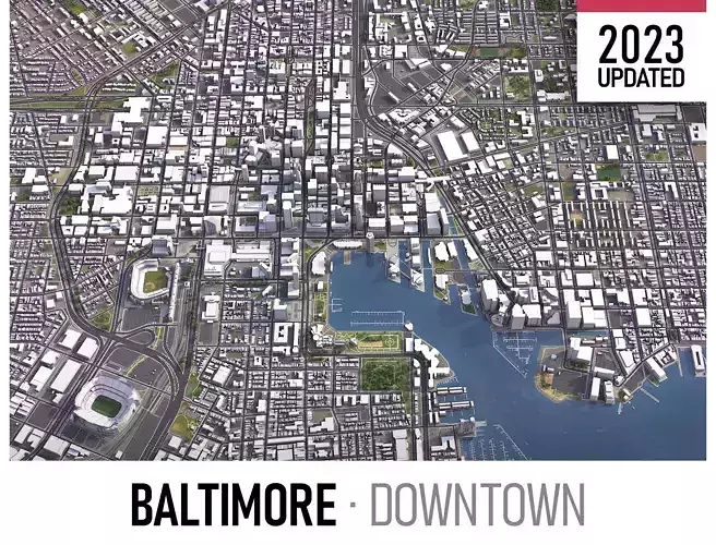 Baltimore - 3D City Model Low-poly 3D model