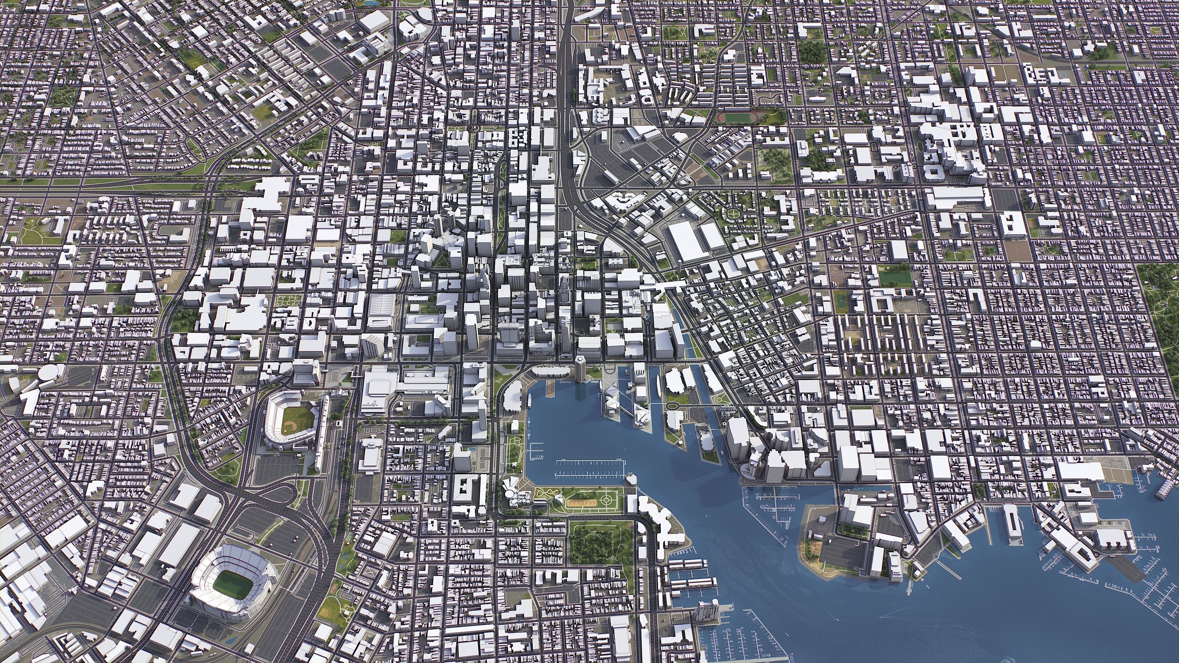 Baltimore - 3D City Model Low-poly 3D model_1