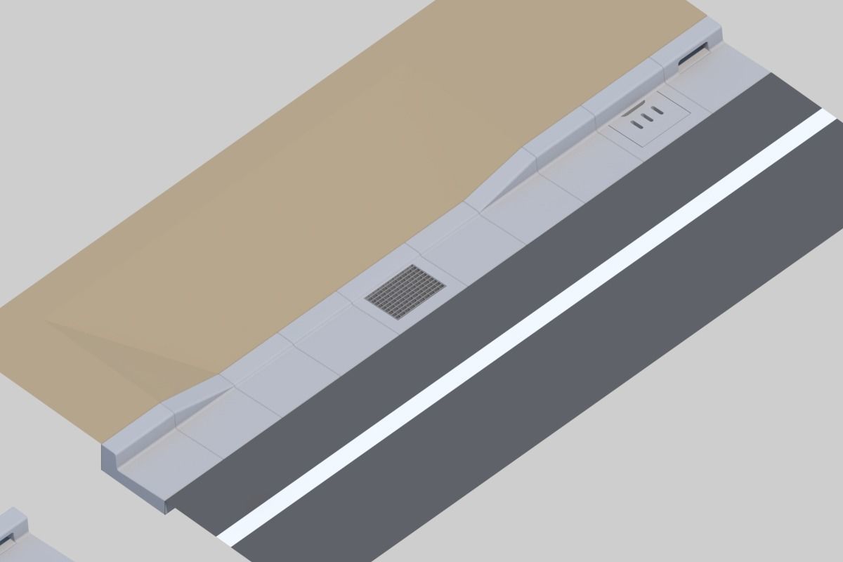 L-shaped gutter Street culvert Type 1 3D model_1