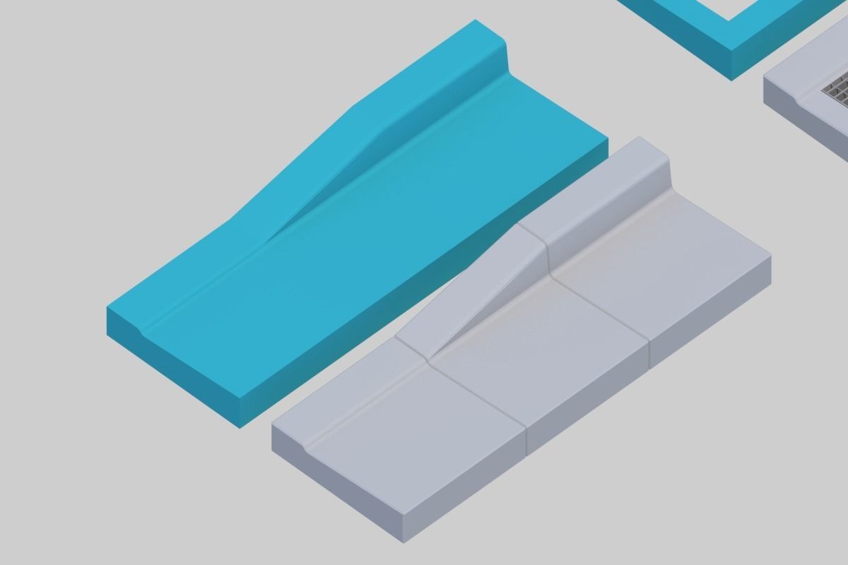 L-shaped gutter Street culvert Type 1 3D model_3