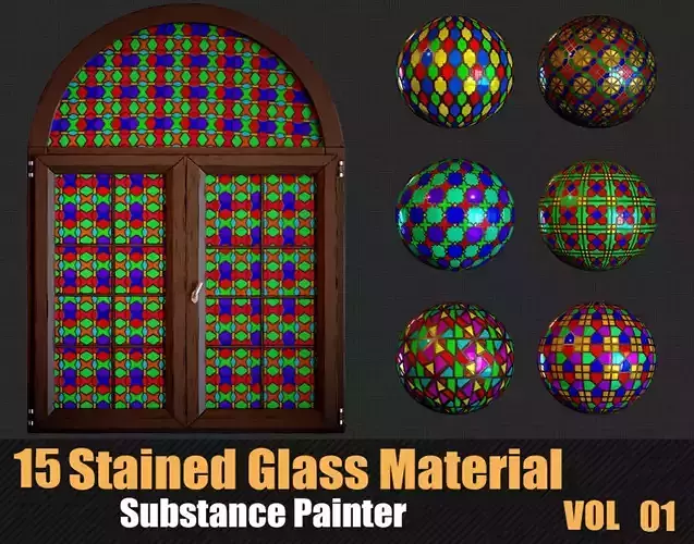 15 Stylized Stained Glass Materials Substance Painter Texture