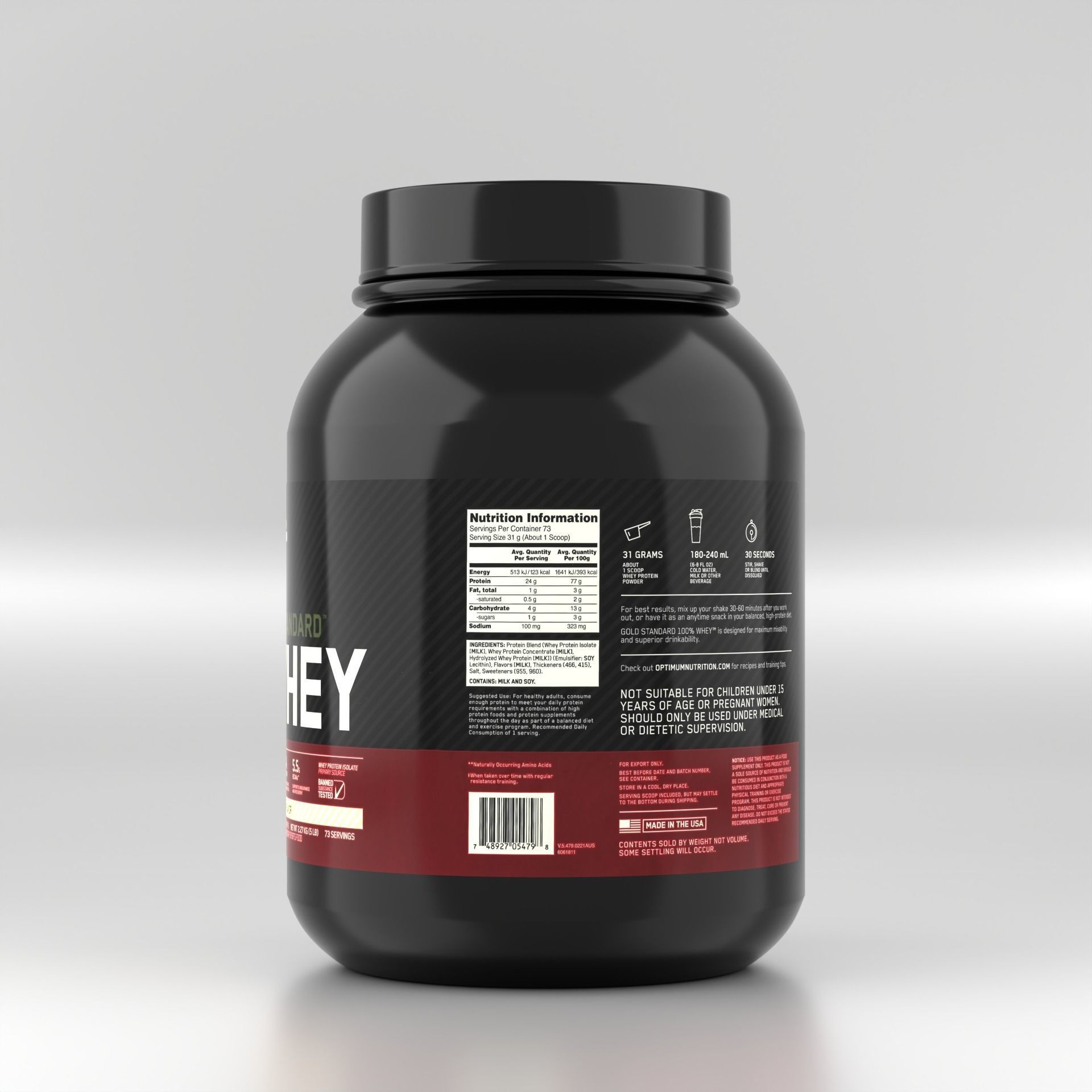 Whey Protein Jar - Sports Food Supplement 3D model_22