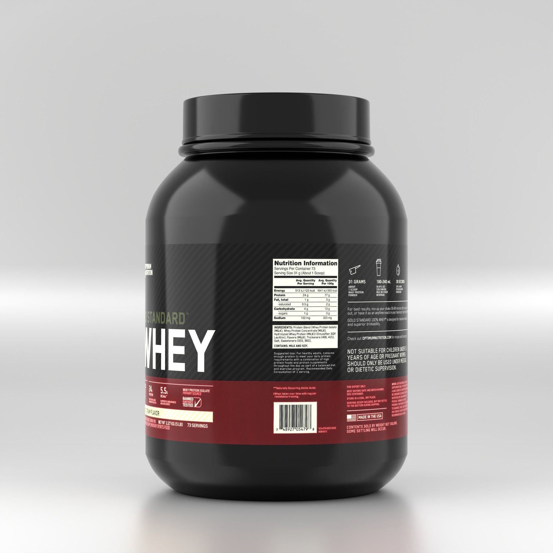Whey Protein Jar - Sports Food Supplement 3D model_23