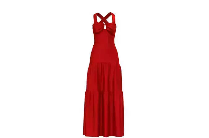 Red cross-halter dress Free low-poly 3D model