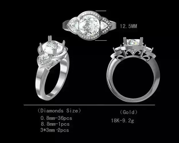 Moissanite Three Stone Ring