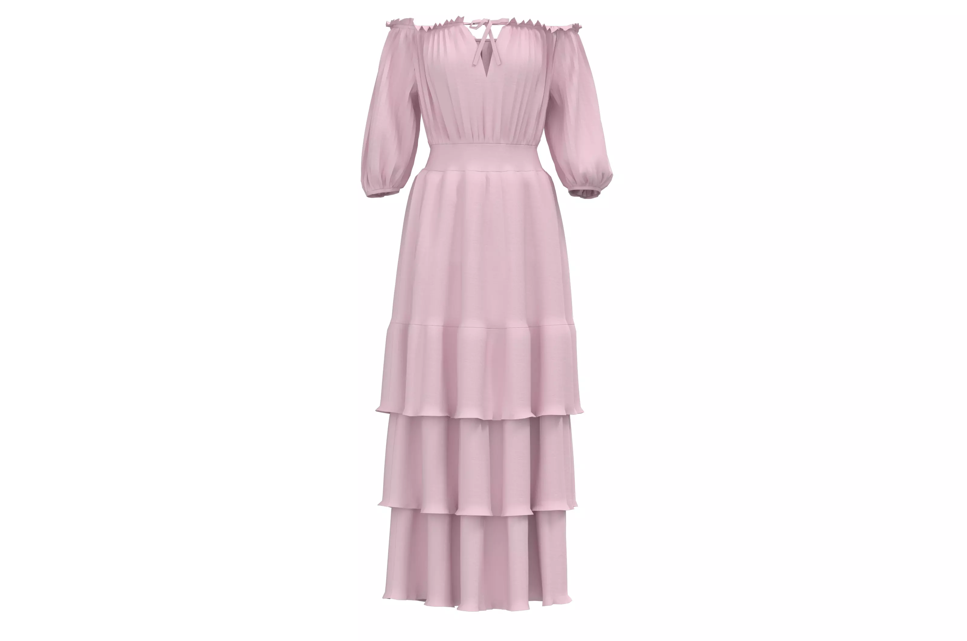 Pink shoulder cake dress Free low-poly 3D model