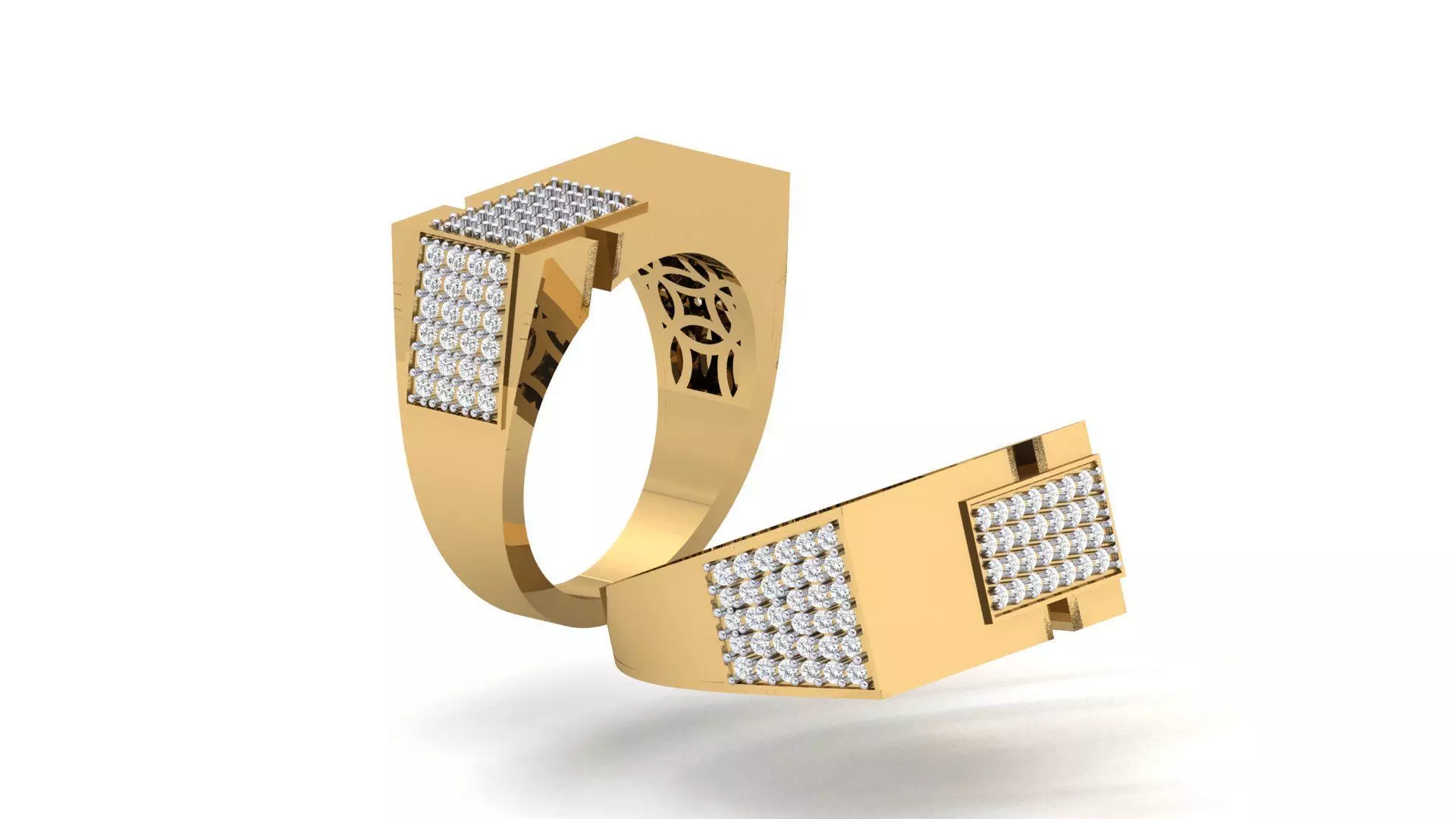 RECTANGULAR MENS DIAMOND RING 3D print model