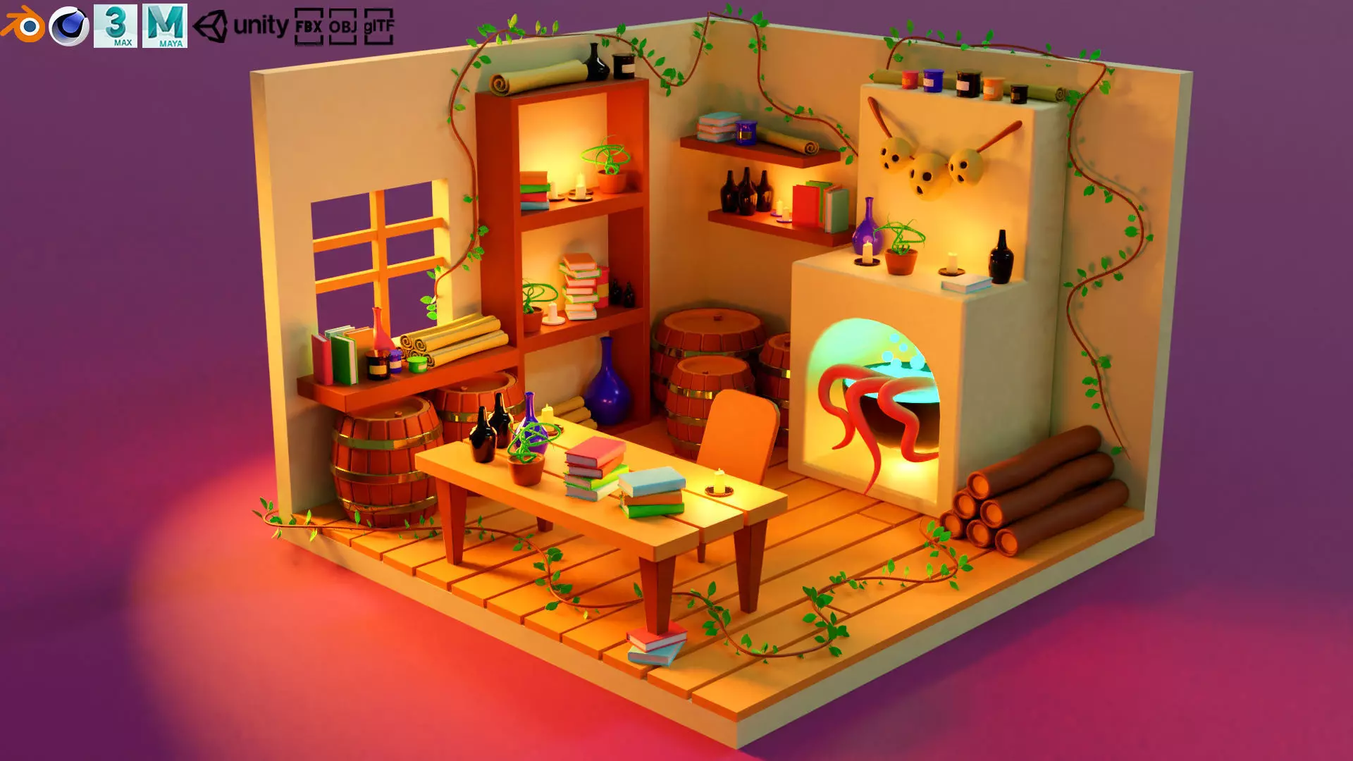 magic laboratory Free low-poly 3D model_0