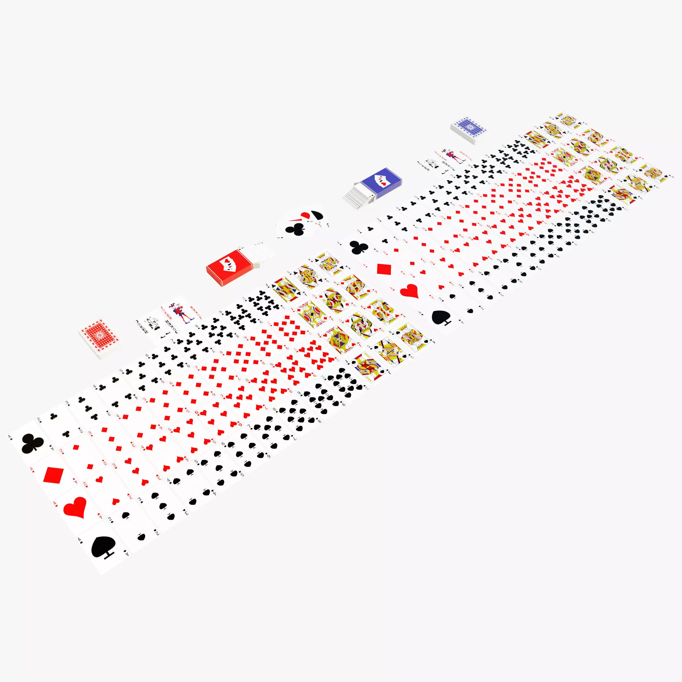 Standard 52-card deck of French-suited playing cards 3D model_0