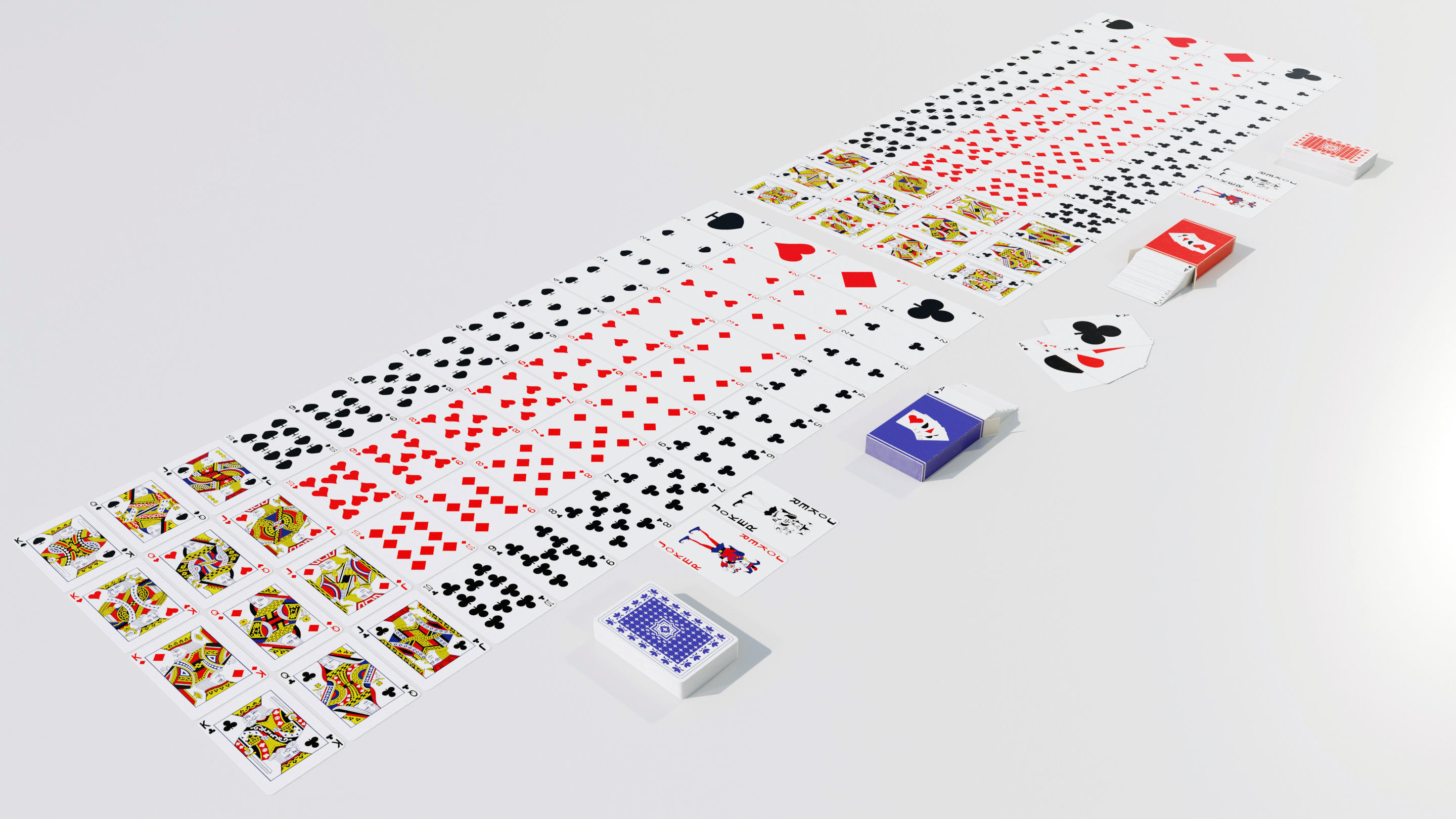 Standard 52-card deck of French-suited playing cards 3D model_4