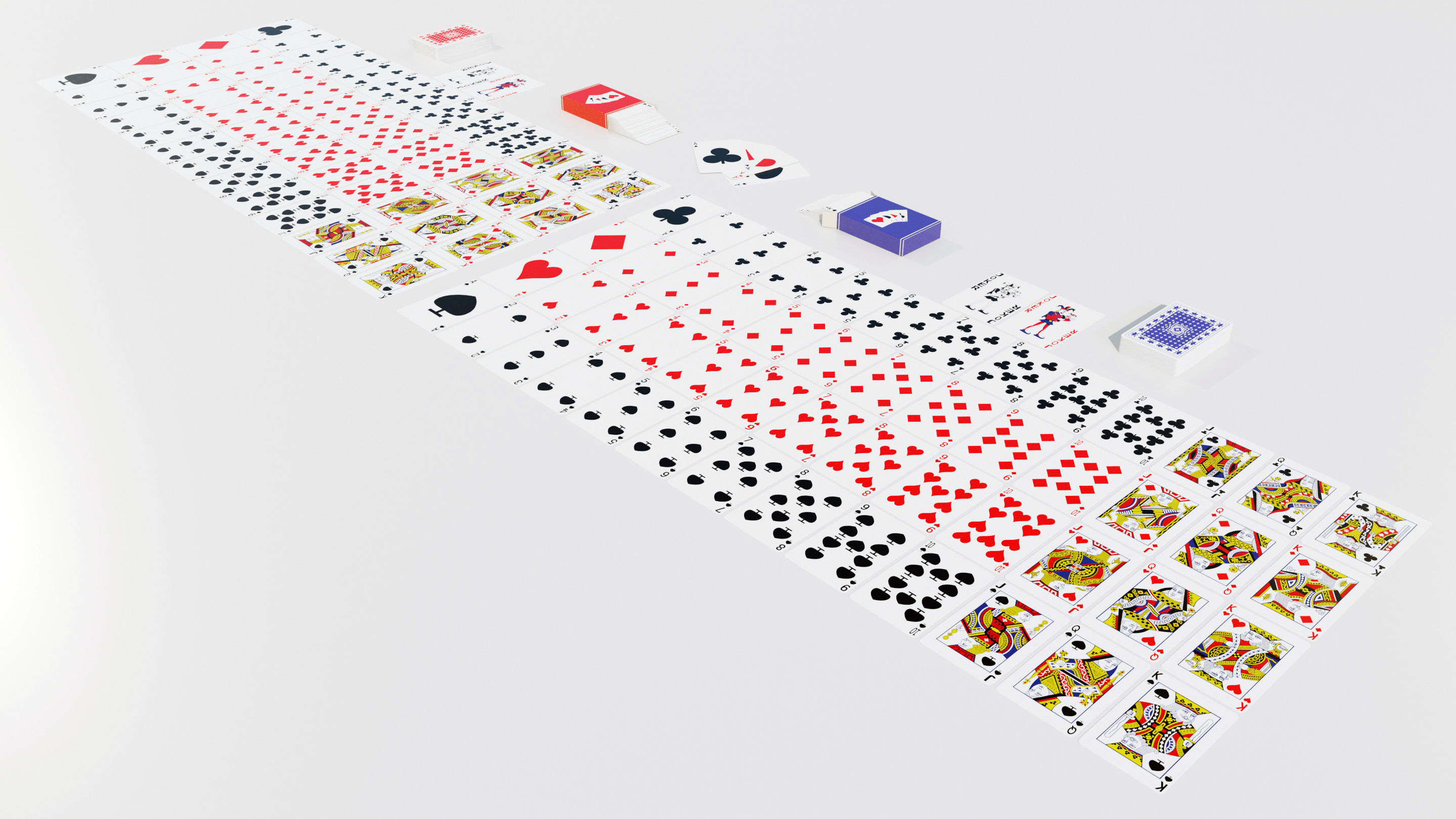Standard 52-card deck of French-suited playing cards 3D model_3