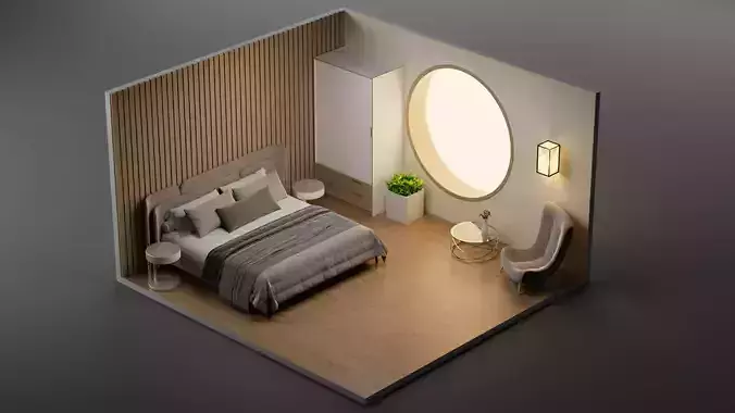 Bedroom isometric interior