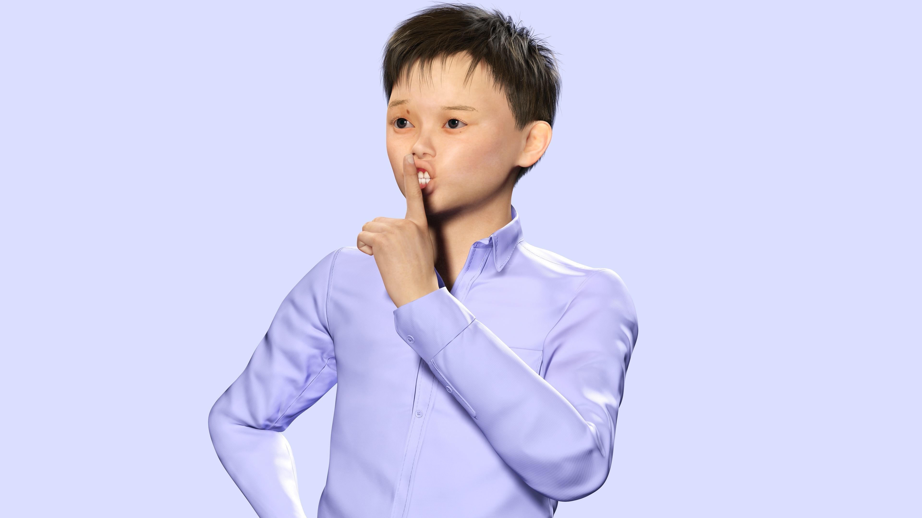 Joe-Realistic Asian Boy Low-poly 3D model_5