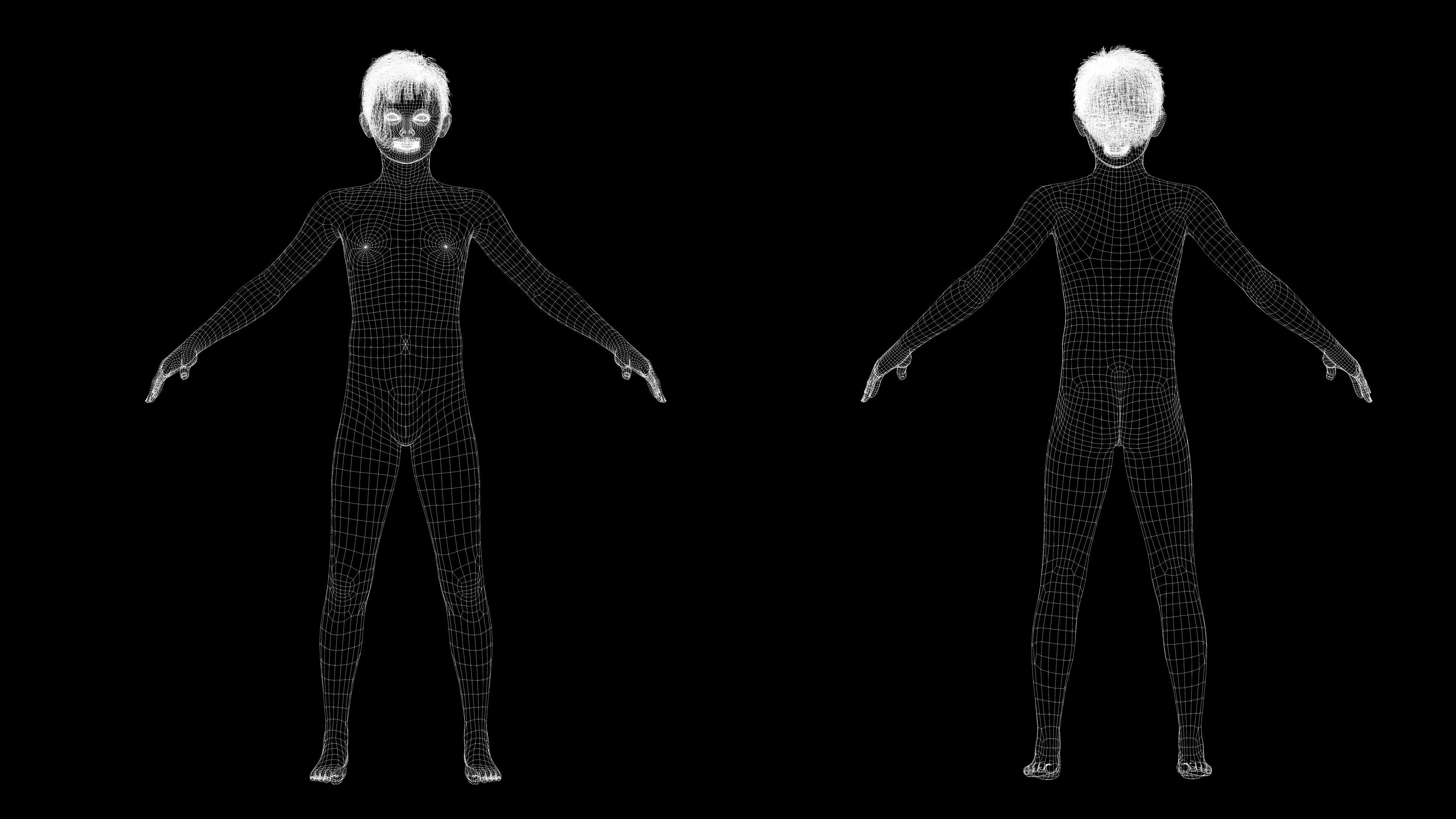 Joe-Realistic Asian Boy Low-poly 3D model_11