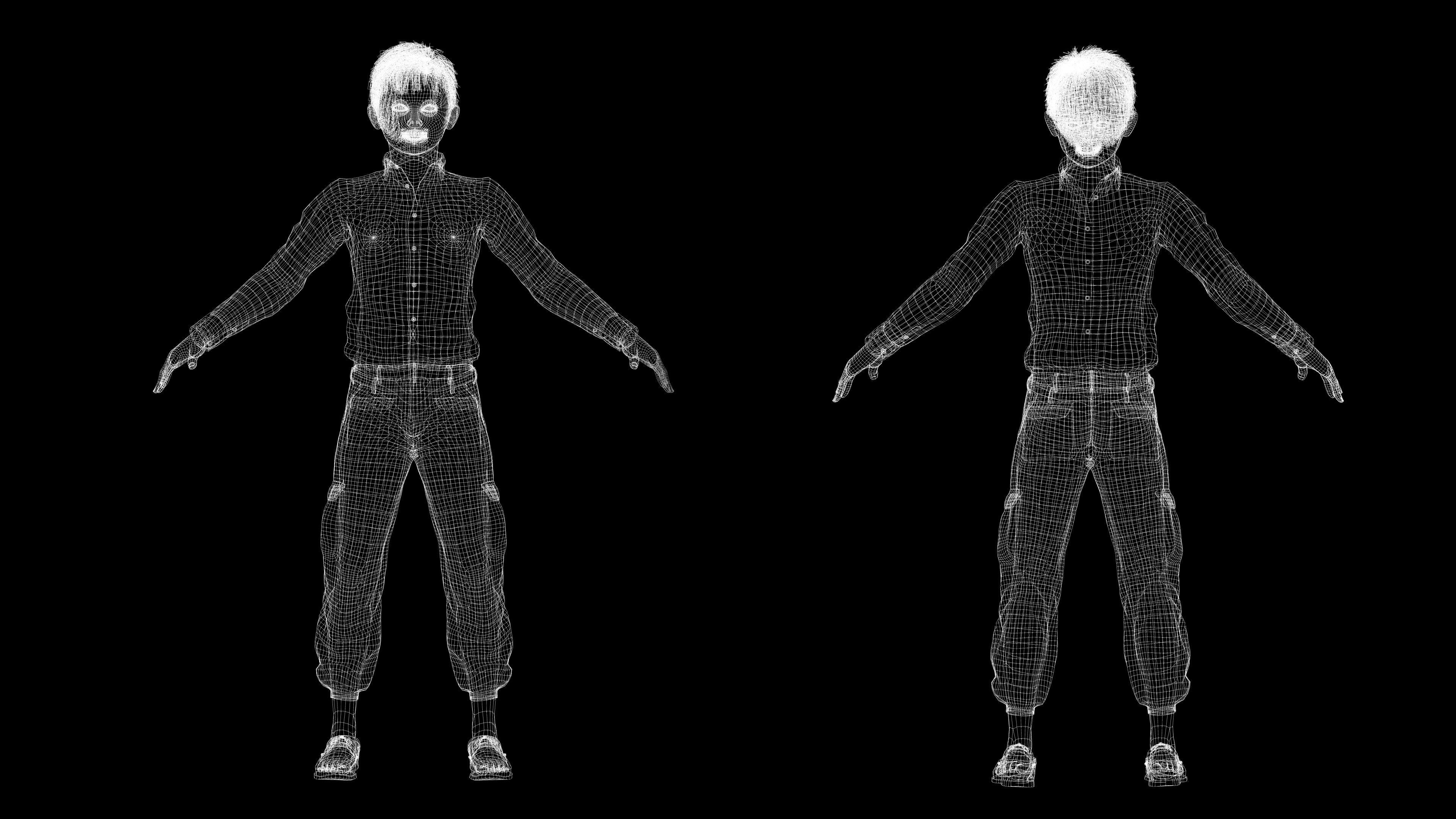 Joe-Realistic Asian Boy Low-poly 3D model_10