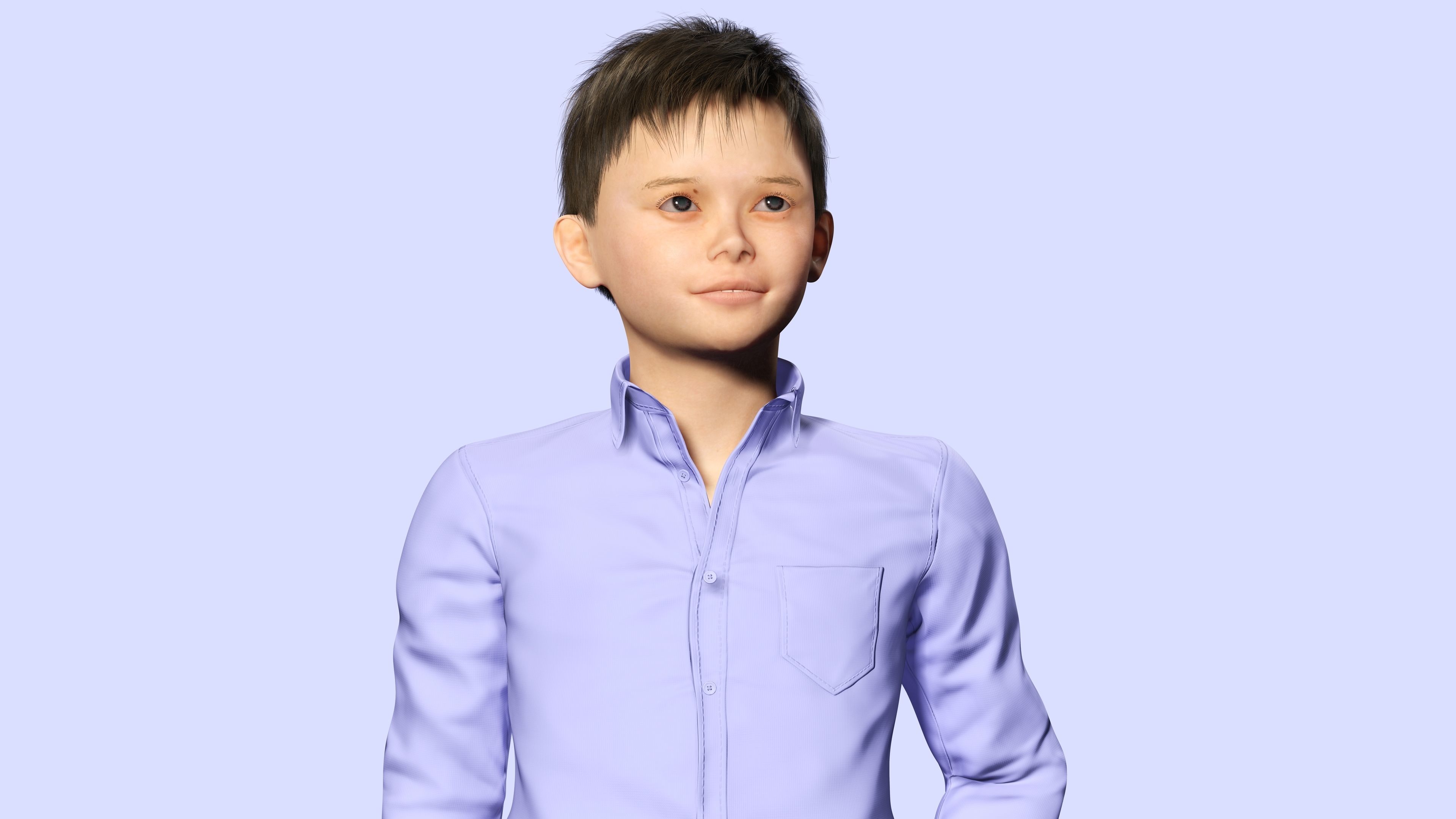 Joe-Realistic Asian Boy Low-poly 3D model_3
