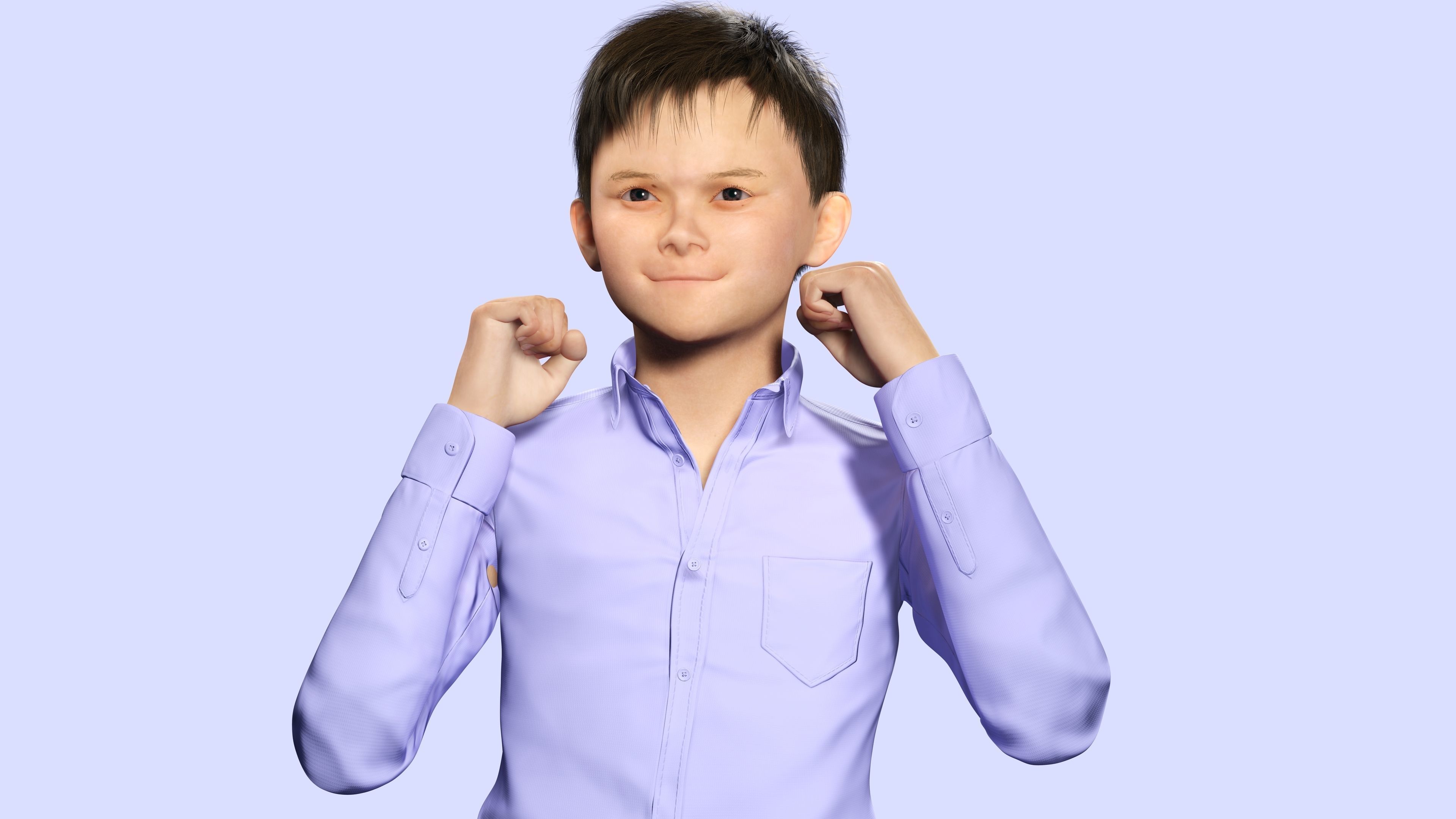 Joe-Realistic Asian Boy Low-poly 3D model_4