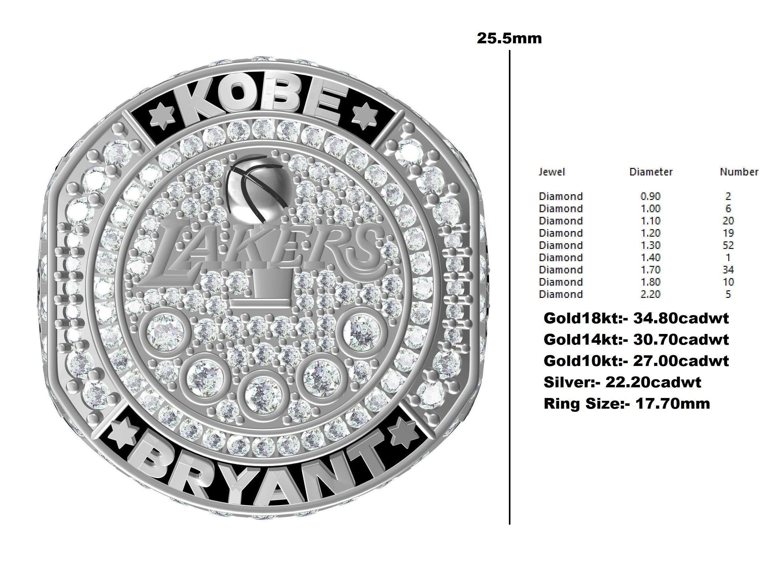 Black Mamba Lakers Championship Ring 3D print model_12