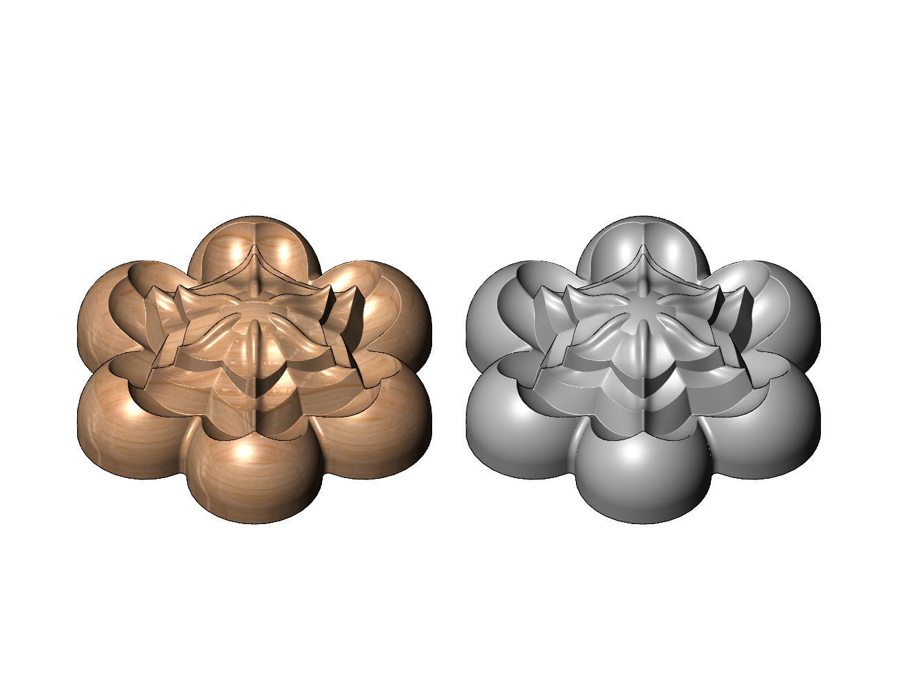 Corolla flower Florentine rosette onlay relief 3D print model_2