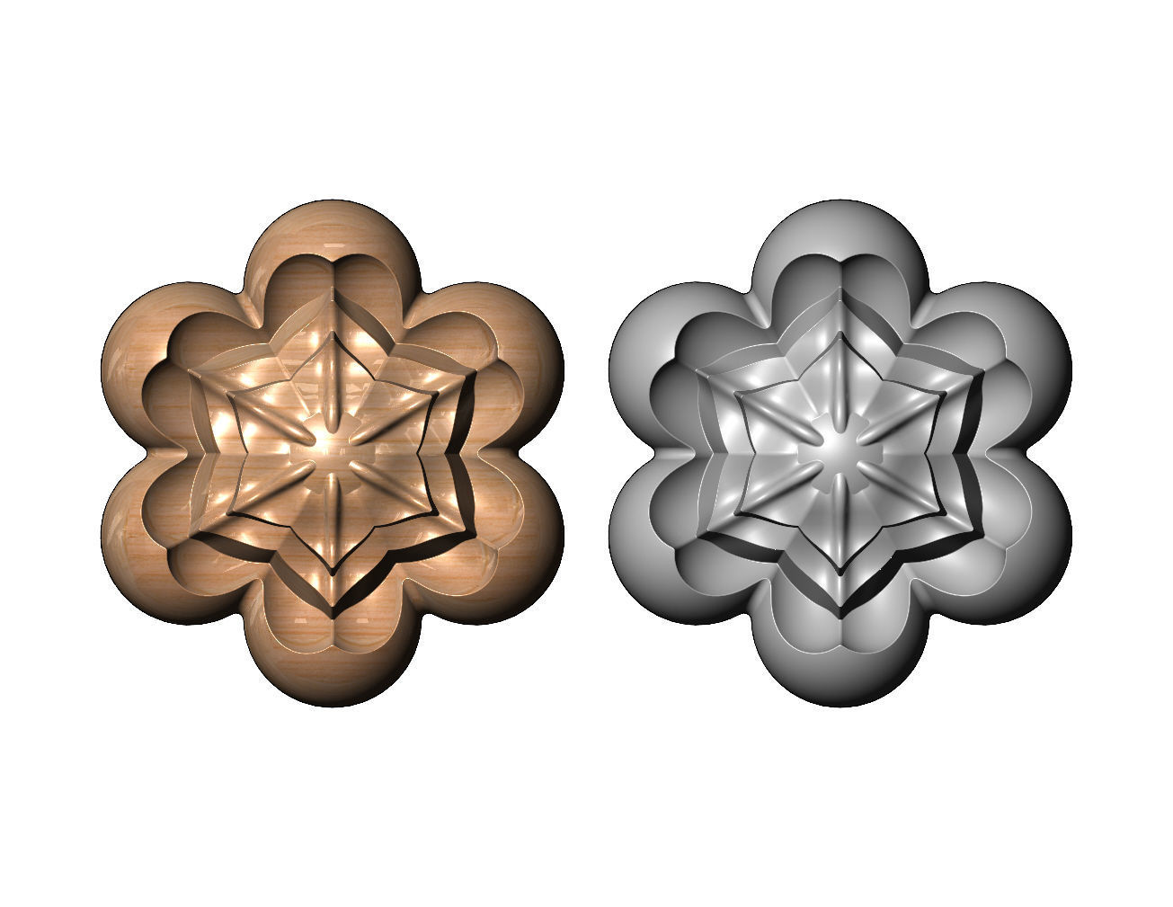 Corolla flower Florentine rosette onlay relief 3D print model_13