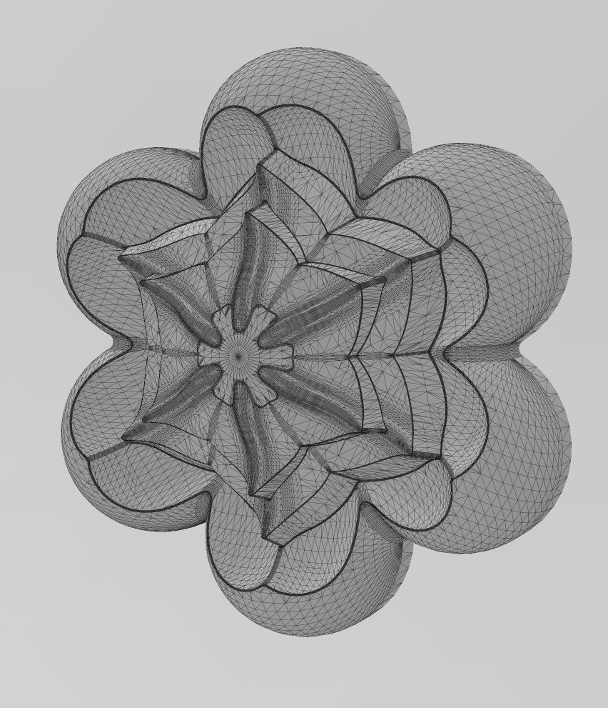 Corolla flower Florentine rosette onlay relief 3D print model_10