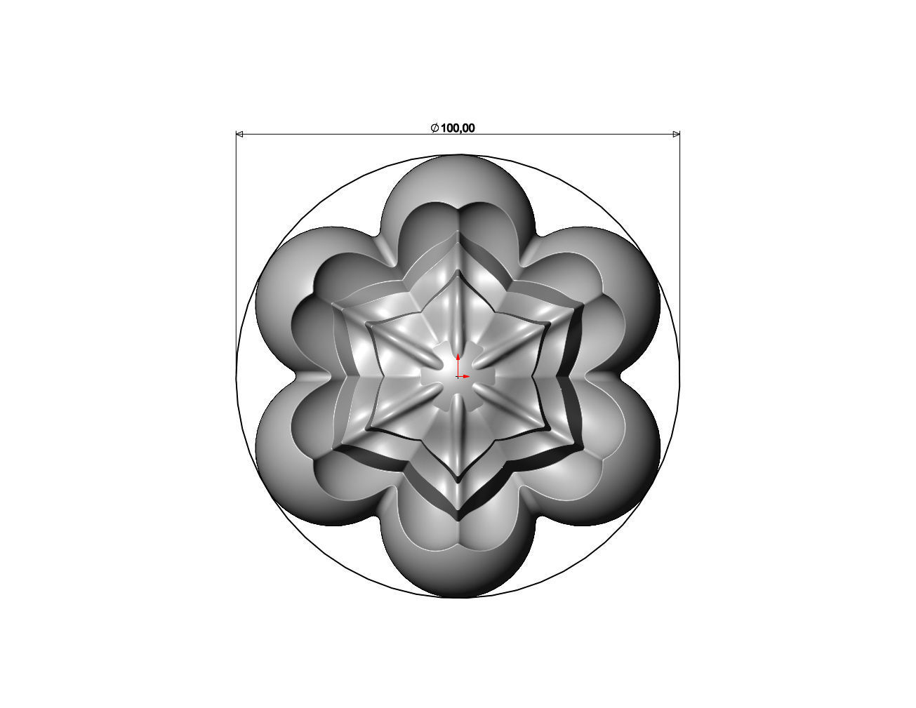 Corolla flower Florentine rosette onlay relief 3D print model_6