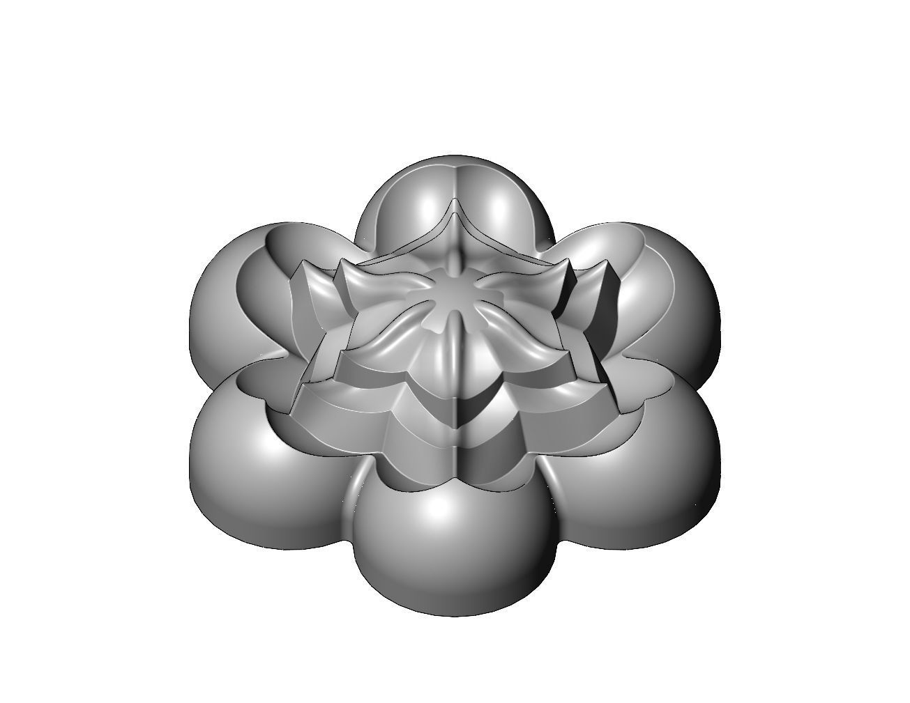 Corolla flower Florentine rosette onlay relief 3D print model_5