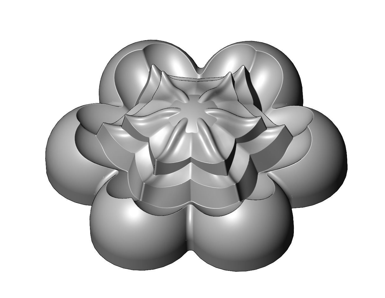 Corolla flower Florentine rosette onlay relief 3D print model_8