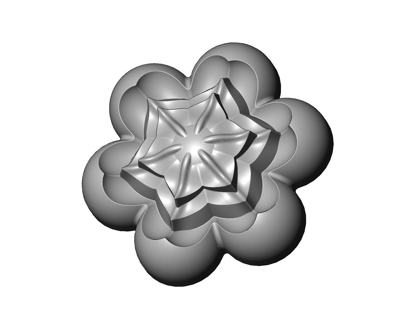 Corolla flower Florentine rosette onlay relief 3D print model_4