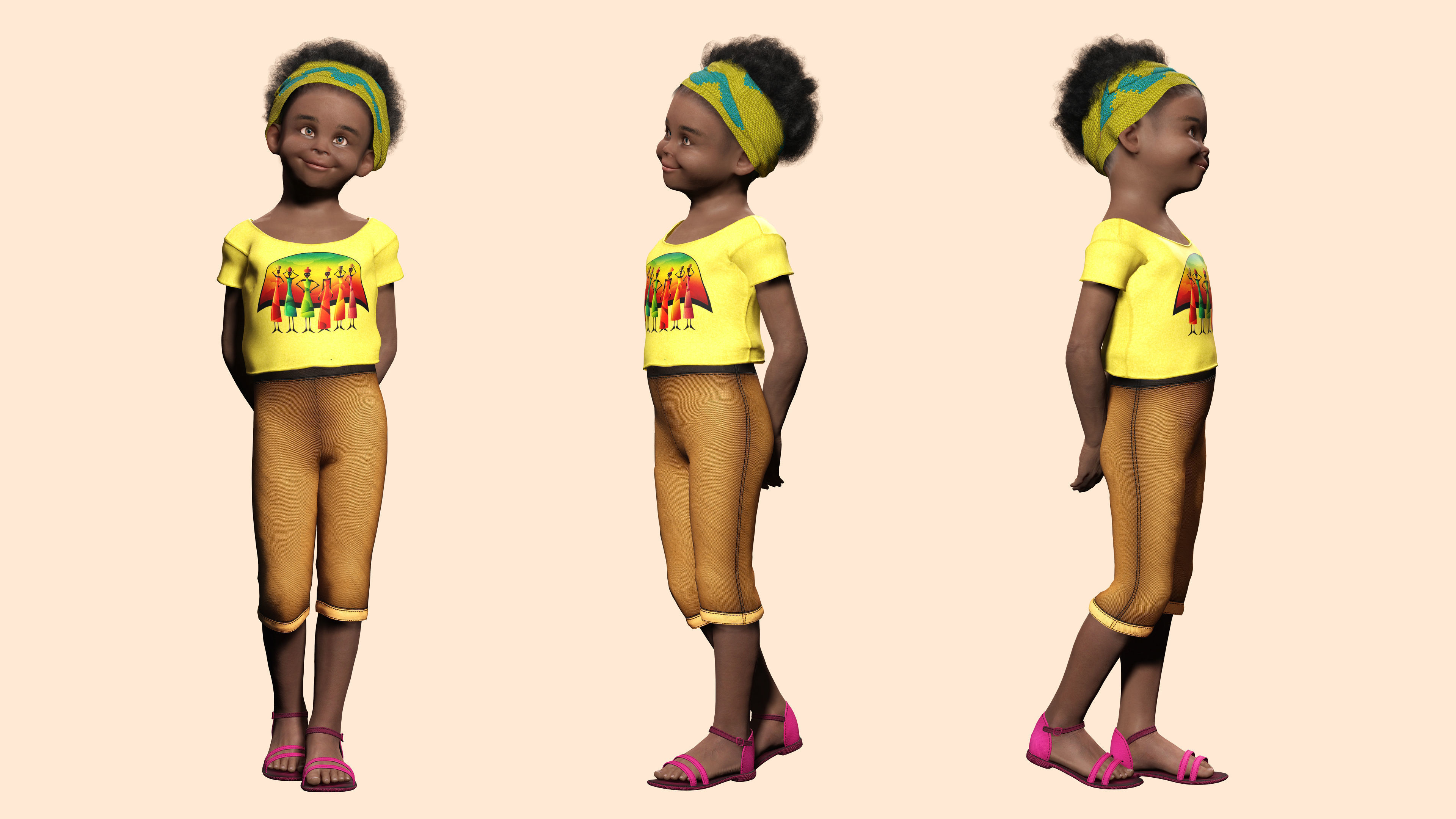 Kimani-Realistic African girl Low-poly 3D model_1