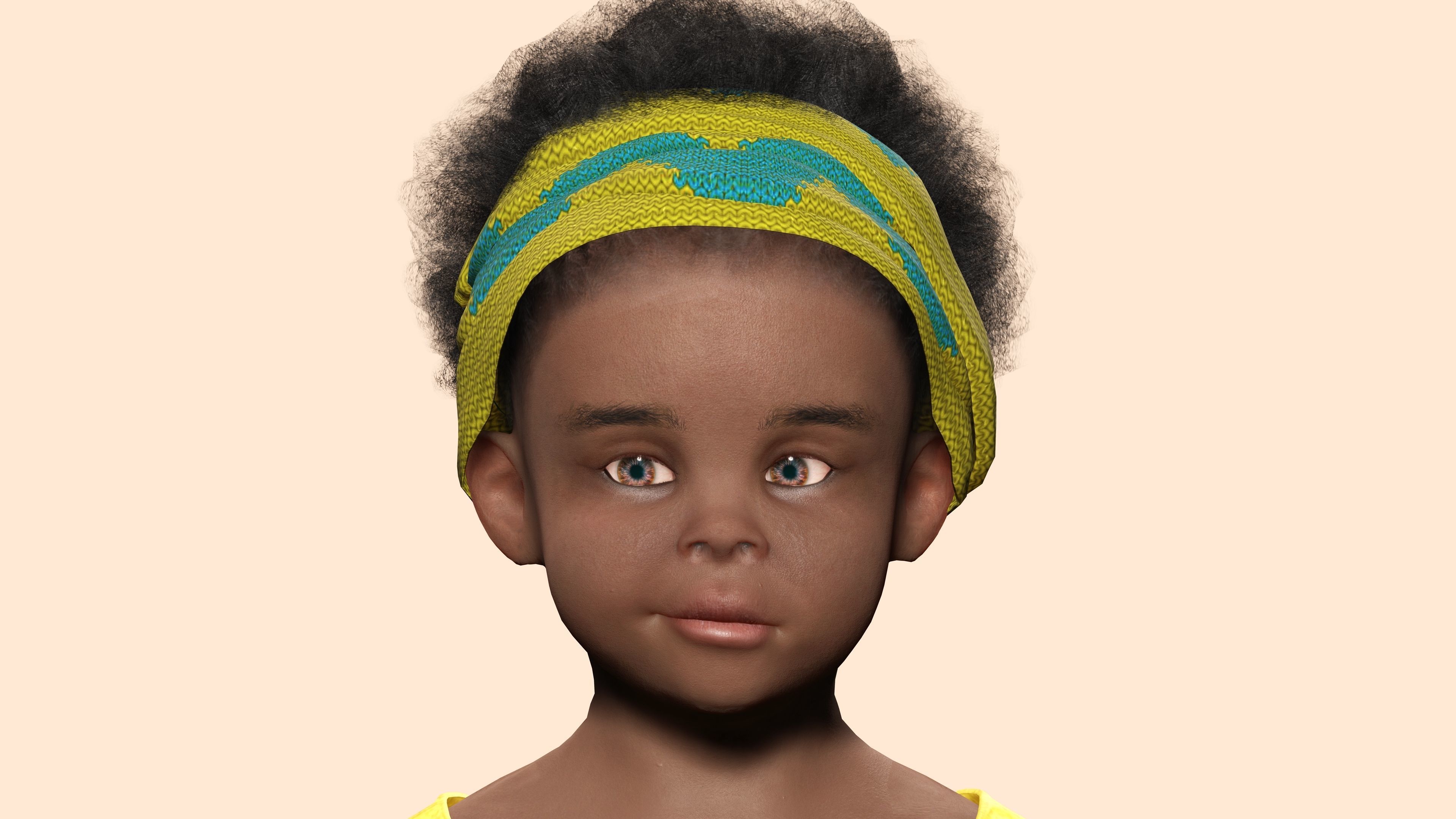 Kimani-Realistic African girl Low-poly 3D model_12