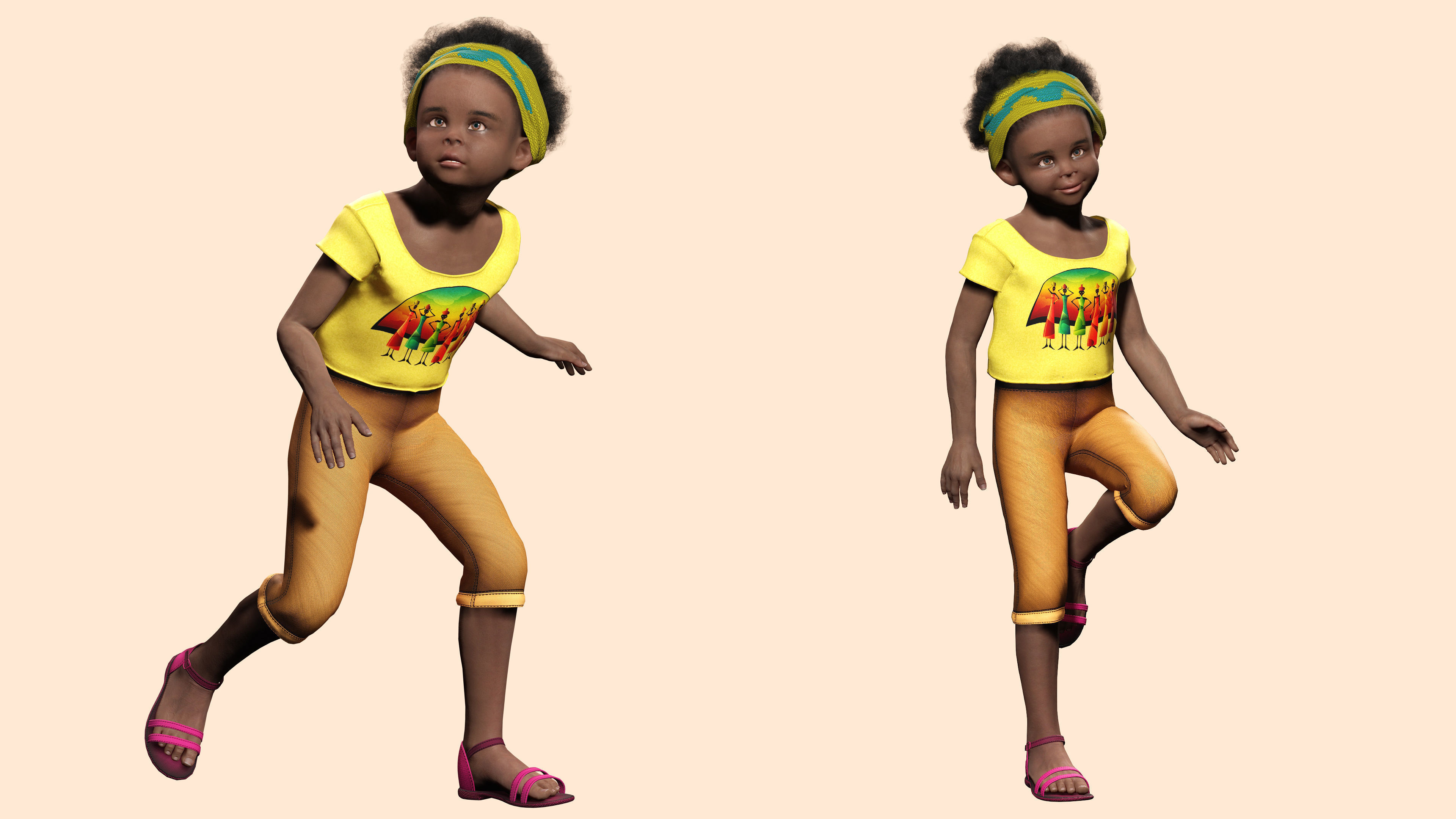 Kimani-Realistic African girl Low-poly 3D model_4