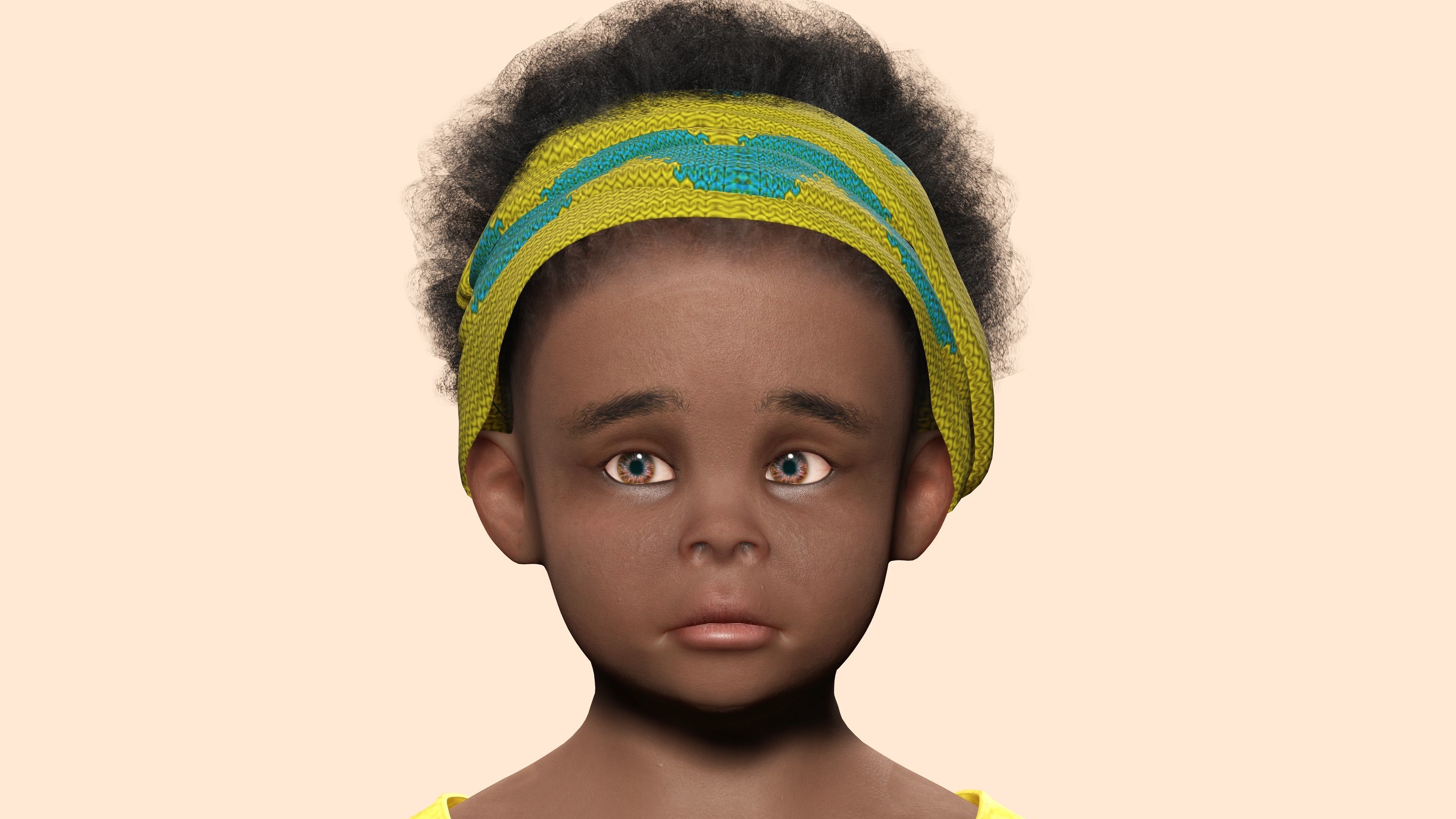 Kimani-Realistic African girl Low-poly 3D model_11