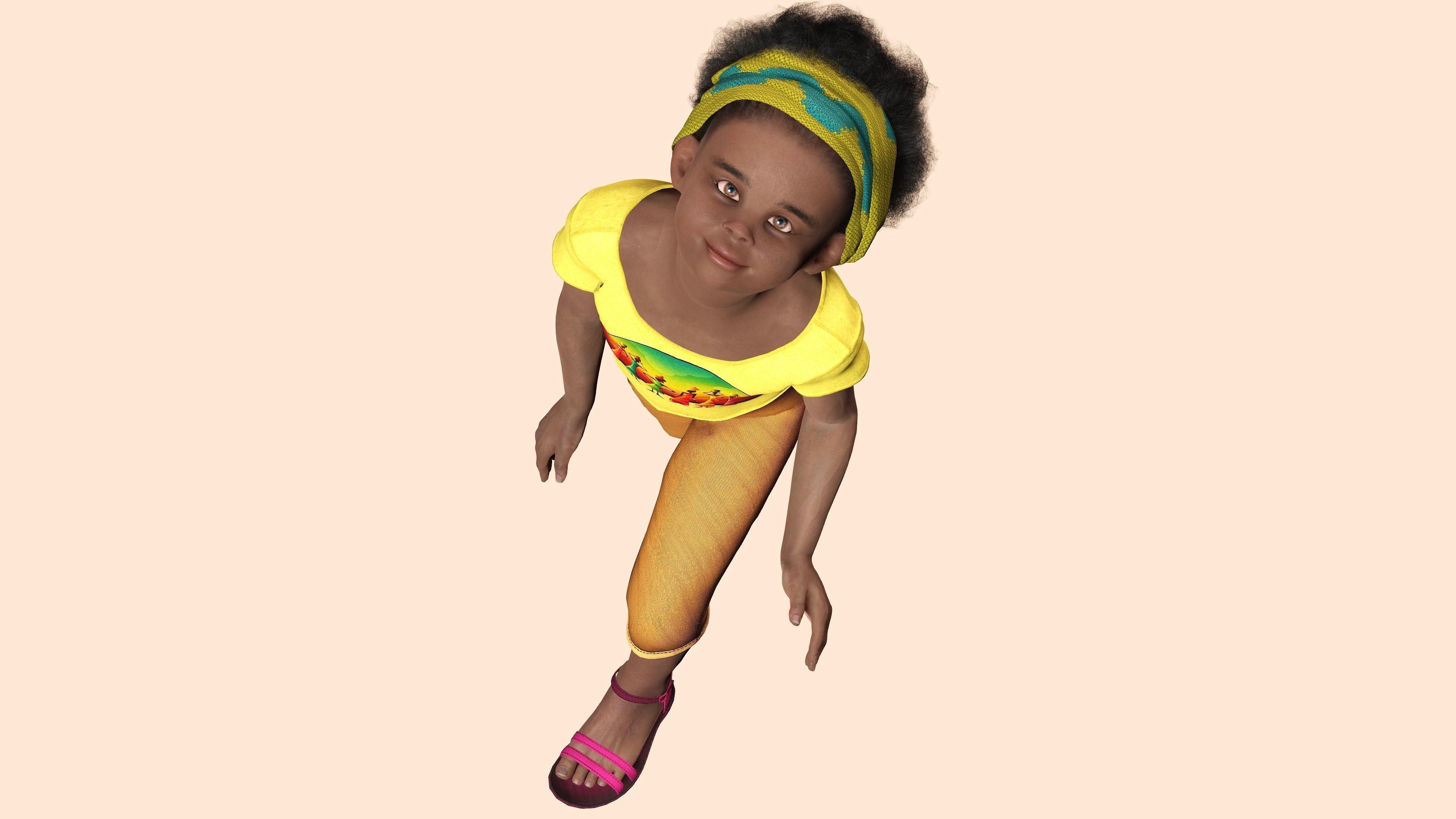 Kimani-Realistic African girl Low-poly 3D model_5