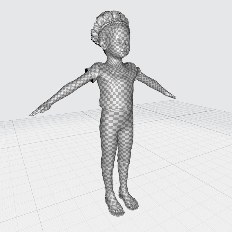 Kimani-Realistic African girl Low-poly 3D model_29