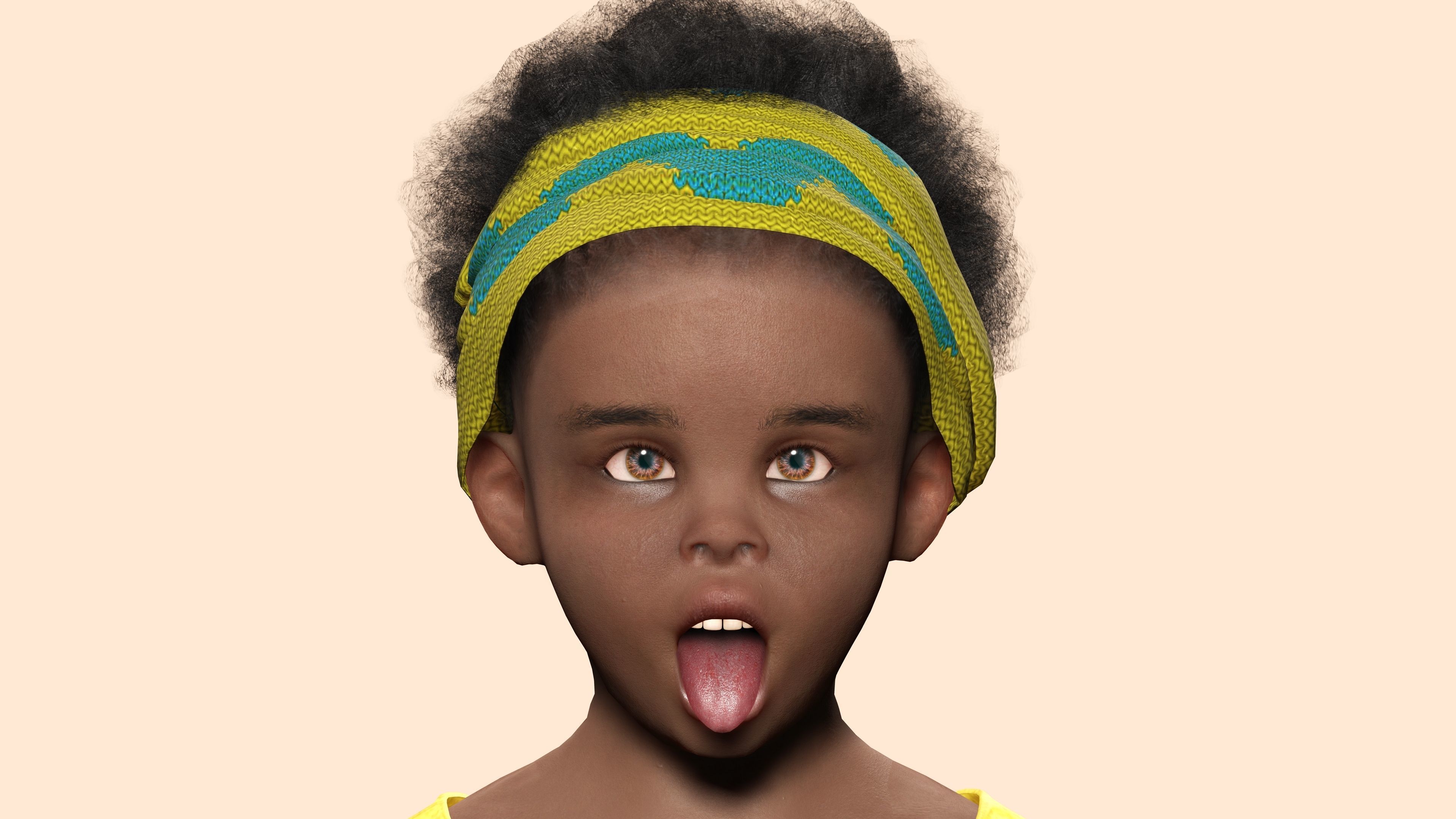 Kimani-Realistic African girl Low-poly 3D model_9