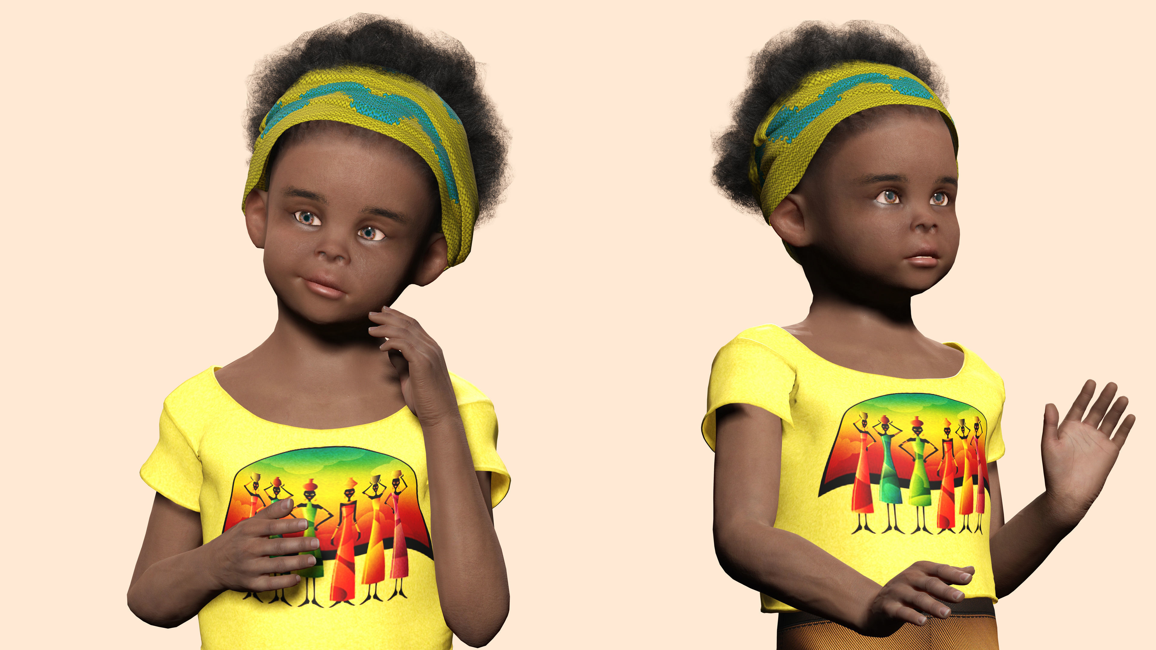 Kimani-Realistic African girl Low-poly 3D model_7