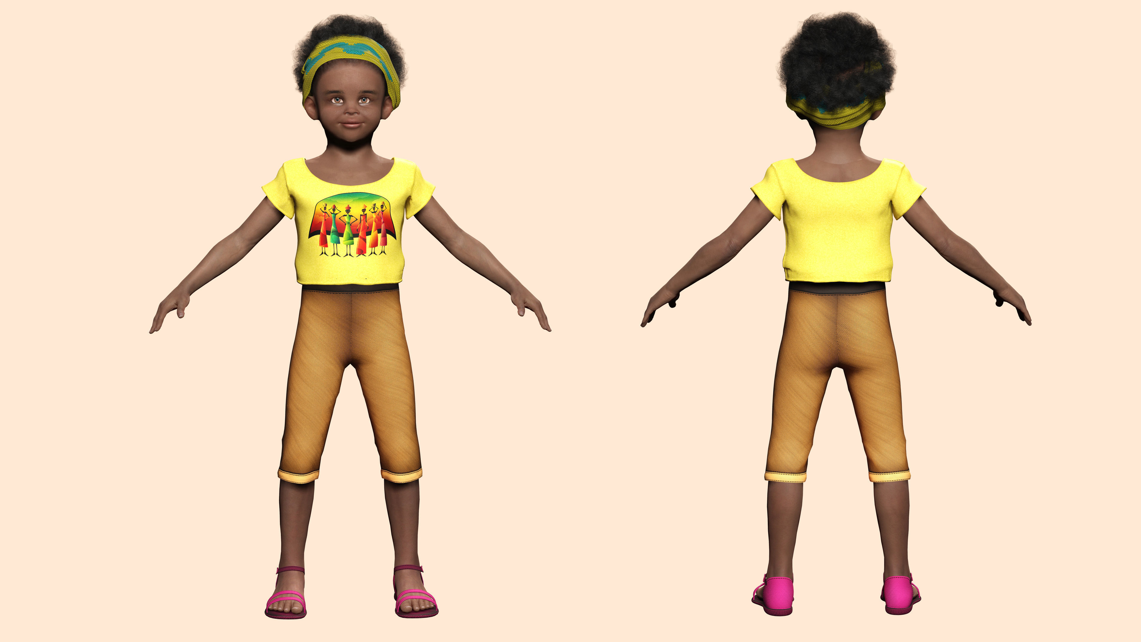 Kimani-Realistic African girl Low-poly 3D model_3