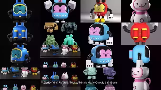 Disney Vinyl Figures   Mickey Minnie Marie Oswald