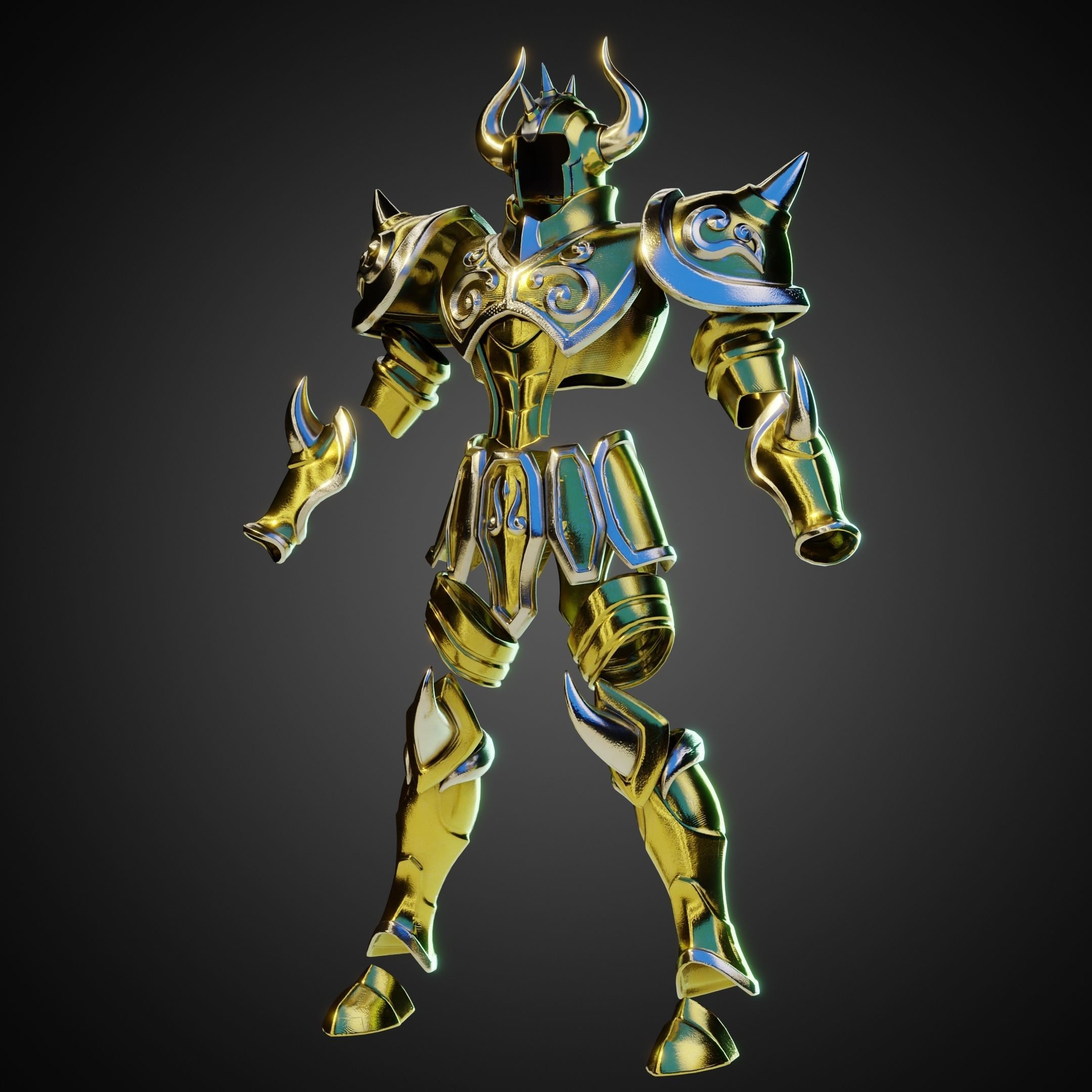 Saint Seiya Taurus Aldebaran Helmet and Armor for Cosplay 3D Model Collection_4