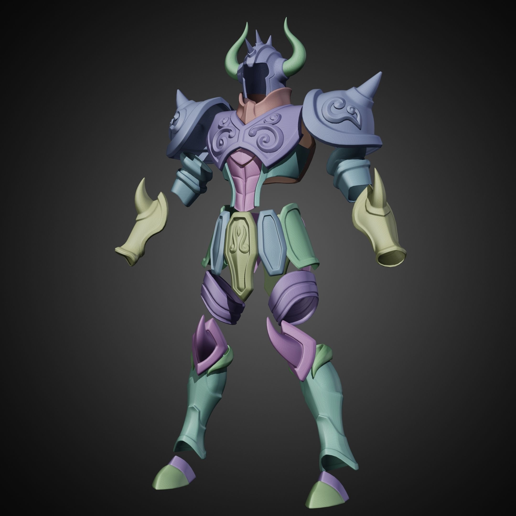 Saint Seiya Taurus Aldebaran Helmet and Armor for Cosplay 3D Model Collection_13