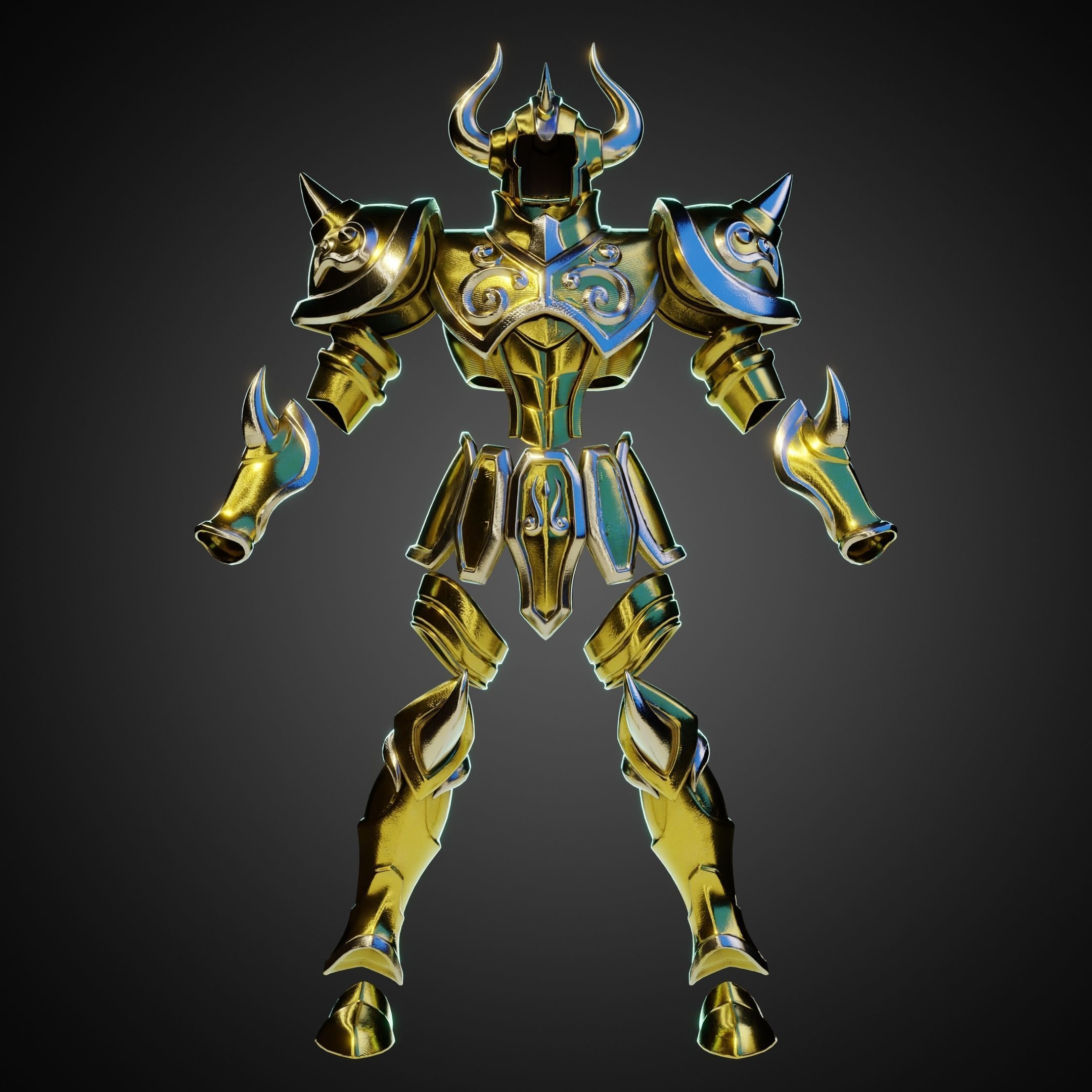 Saint Seiya Taurus Aldebaran Helmet and Armor for Cosplay 3D Model Collection_3